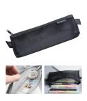 Nylon Simple Transparent Mesh Pencil Case Office School Supplies(Small Black)