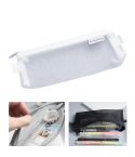Nylon Simple Transparent Mesh Pencil Case Office School Supplies(Small White)