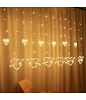 LED Heart-Shaped Decorative Lights Curtain Lights Holiday Dress String Lights, EU Plug(Warm White Light)