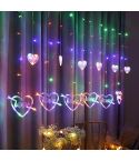 LED Heart-Shaped Decorative Lights Curtain Lights Holiday Dress String Lights, EU Plug(Colorful Light)