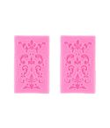 2 PCS Fondant Cake Silicone Mold Hollow Embossed Border Frame Retro Photo Frame Mould( 7th 17-113)