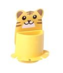 Bathroom Paste Wall-Mounted Shelf Cartoon Animal Toothbrush Holder(Tiger)