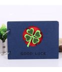 8 Inch 30 Sheets Retro Cartoon Photo Album Felt Album Creative Hollow Souvenir Album(Navy Four-leaf Clover)