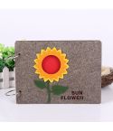 8 Inch 30 Sheets Retro Cartoon Photo Album Felt Album Creative Hollow Souvenir Album,(Dark Gray Sunflower)