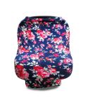 Multifunctional Enlarged Stroller Windshield Breastfeeding Towel Baby Seat Cover(Purple Flowers)
