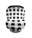 Multifunctional Enlarged Stroller Windshield Breastfeeding Towel Baby Seat Cover(Black and White Grid)