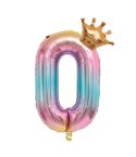 32-Inch Gradient Color Crown Digital Balloon Children Birthday Decoration Film Balloon(Number 0)