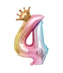 32-Inch Gradient Color Crown Digital Balloon Children Birthday Decoration Film Balloon(Number 4)