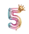 32-Inch Gradient Color Crown Digital Balloon Children Birthday Decoration Film Balloon(Number 5)