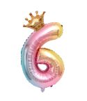 32-Inch Gradient Color Crown Digital Balloon Children Birthday Decoration Film Balloon(Number 6)