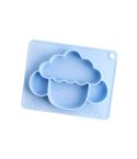 M010094 Children Silicone Dinner Plate Gridded Anti-Fall Eating Bowl Baby Cartoon Complementary Food Non-Slip Suction Cup Bowl(Blue)