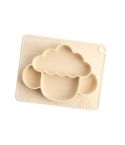 M010094 Children Silicone Dinner Plate Gridded Anti-Fall Eating Bowl Baby Cartoon Complementary Food Non-Slip Suction Cup Bowl(Beige)