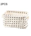 2 PCS Canvas Desktop Storage Basket Sundries Storage Box with Handle(Cross)