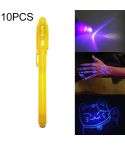 10 PCS Creative Magic UV Light Invisible Ink Pen Marker Pen(Yellow)