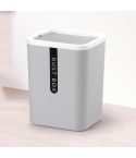 Mini Office Coffee Table Desktop Plastic Shake Lid Storage Trash Can(Gray)