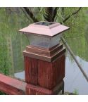 Outdoor Solar Column Lamp IP44 Waterproof Garden Fence Light Solar Street Lamp(Gold Bronze Shell+White Light)