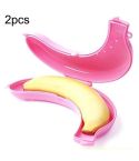 2 PCS Cute 3 Colors Fruit Banana Protector Box Lunch Container Storage Box  for Kids(Pink)