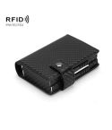 Dual Card Aluminum Alloy Card Box RFID Anti-Theft Wallet(Carbon Fiber Pattern Black)