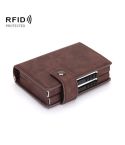 Dual Card Aluminum Alloy Card Box RFID Anti-Theft Wallet(Mad Horse Matte Brown)