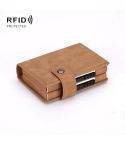 Dual Card Aluminum Alloy Card Box RFID Anti-Theft Wallet(Mad Horse Matte Apricot)
