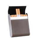 Men Metal Fiber Leather Magnetic Buckle Cigarette Case(Gray)