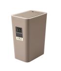 Household Rectangular Press Type 12 Liter Living Room Covered Sorting Plastic Trash Can with Cover Lip(Brown)