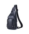 BULL CAPTAIN 129 First-Layer Cowhide Men Soft Chest Bag Outdoor Casual Messenger Bag(Black)