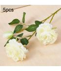 5pcs JC0055 Continental Core Flower Beam Wedding Simulation Flower Home Artificial Silk Flower(Peony White)
