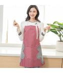 Home Hand-Wiping Apron Waterproof Home Kitchen Waist(Red Stripes)
