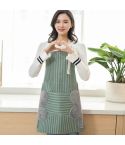 Home Hand-Wiping Apron Waterproof Home Kitchen Waist(Green Stripes)