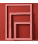 3 in 1 Different Sizes Morandi Color Wooden Photo Frame Series Color Spray Paint Photo Props Photography Background Ornaments(Light Red)