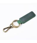 2 PCS Handmade Crazy Horse Leather Retro Keychain Car Couple Keychain, Specification: Double Ring(Ink Green)