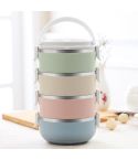 Gradient Color Lunch Box Food Bento Box Stainless Steel Container(4 Layer)