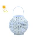 Outdoor Garden Decoration LED Solar Wrought Iron Hollow Ball Shape Portable Lamp(White)