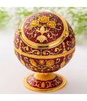 Metal Globe Ashtray With Lid Holiday Gift Tea Table Decoration(Red Rose)