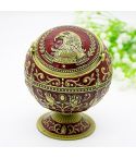 Metal Globe Ashtray With Lid Holiday Gift Tea Table Decoration(Bronze Wine Red Eagle)