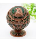 Metal Globe Ashtray With Lid Holiday Gift Tea Table Decoration(Red Copper Green Eagle)