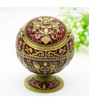 Metal Globe Ashtray With Lid Holiday Gift Tea Table Decoration(Wine Red Rose)