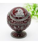 Metal Globe Ashtray With Lid Holiday Gift Tea Table Decoration(Ancient Wine Red Eagle)