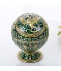 Metal Globe Ashtray With Lid Holiday Gift Tea Table Decoration(Dragon Ancient Copper Green)