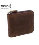 9039 RFID Antimagnetic Leather Zipper Wallet(Horizontal 3)