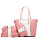 20822 4 in 1 Fashion Diagonal Handbags PU Large-Capacity Bag(Pink White)