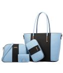 20822 4 in 1 Fashion Diagonal Handbags PU Large-Capacity Bag(Blue Black)