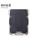 RFID Metal Anti-Theft Credit Card Holder(Silver Metal + Black Skin)
