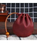 18L-107 Vintage Leather Coin Purse Mini Organizer(Wine Red)