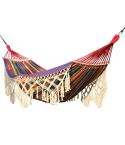 200x150cm Double Outdoor Camping Tassel Canvas Hammock with Stick(Colorful Stripes)