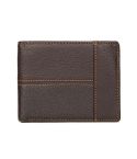 Men Retro Portable Wallet Short Cowhide Leather Wallet(Coffee)