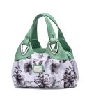 722 Women Soft Leather Handbag(Green handle Lily)