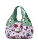 722 Women Soft Leather Handbag(Green Handle Rose)
