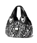 722 Women Soft Leather Handbag(Black Handle Zebra)